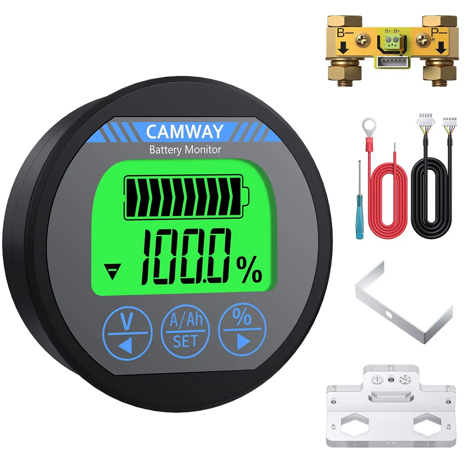 

CAMWAY Battery Monitor 8-120V 0-500A Voltmeter Ammeter Backlight Waterproof Auto Car Boat RV Motorhome Golf Cart