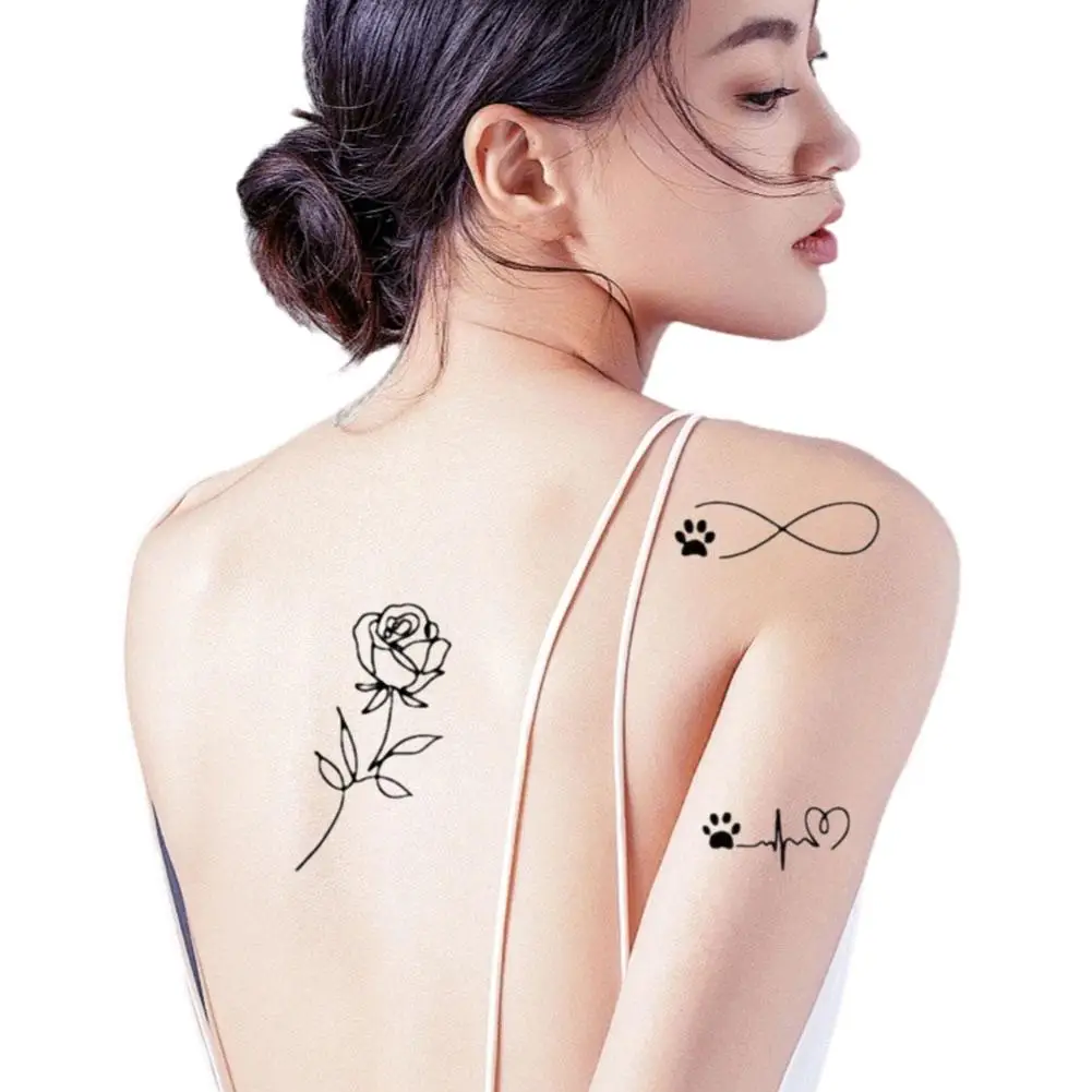 مقاوم للماء المؤقتة الوشم ملصق أسود مرسومة باليد القلب إصبع فلاش الكاحل الوشم المعصم الوشم تصميم الفن وهمية جسم الإناث Y0A3