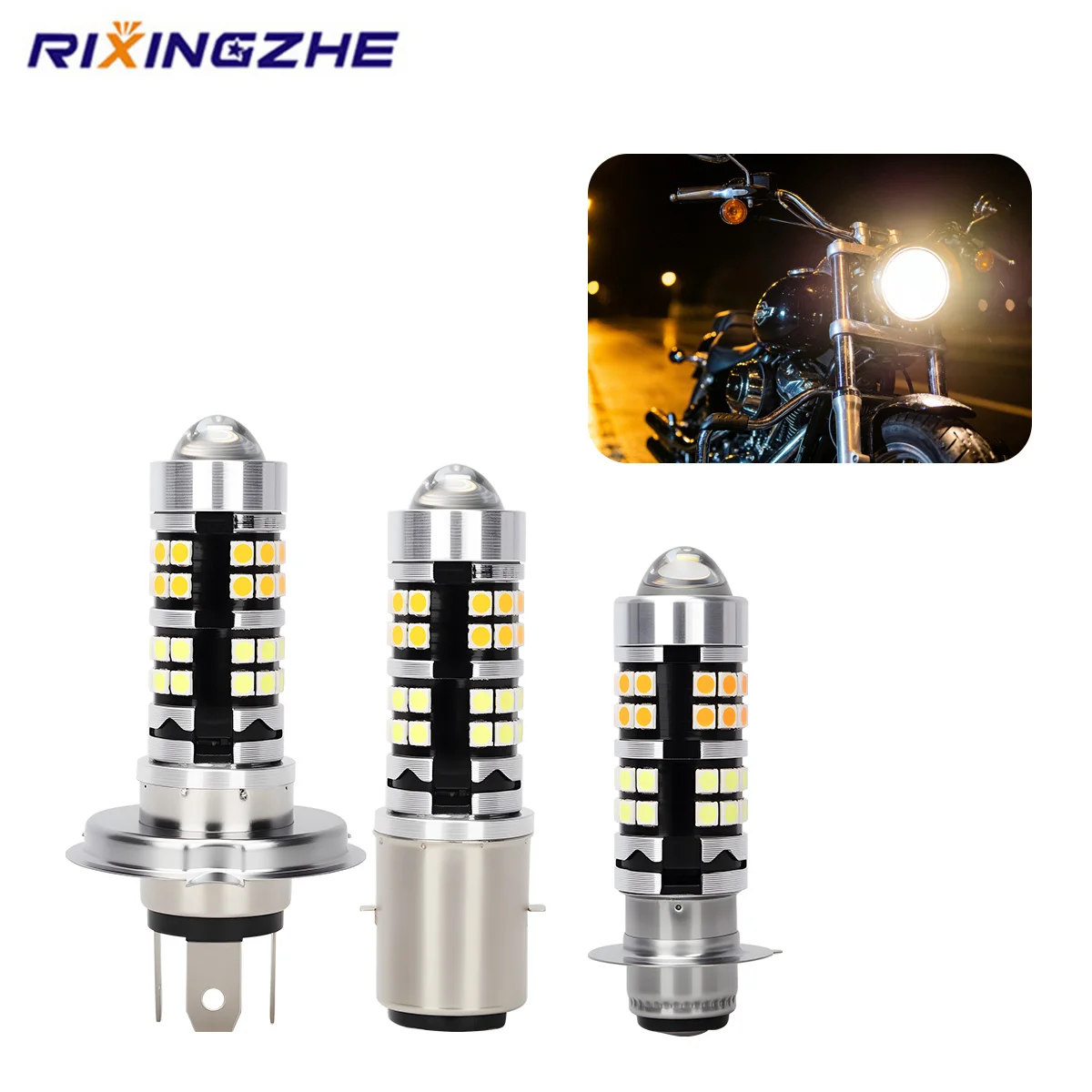 

1pc BA20D H4 P15D LED Motorcycle Headlight Bulbs Dual Color Hi Lo Beam Lamp Motorbike Headlight DRL Plug and Play White Yellow