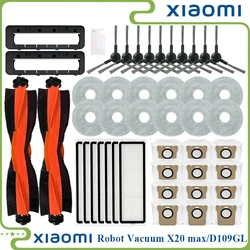 Xiaomi 로봇 진공 X20 Max / D109GL 부품 액세서리 용 메인 브러시 사이드 브러시 Hepa 필터 걸레 천 먼지 봉투 교체