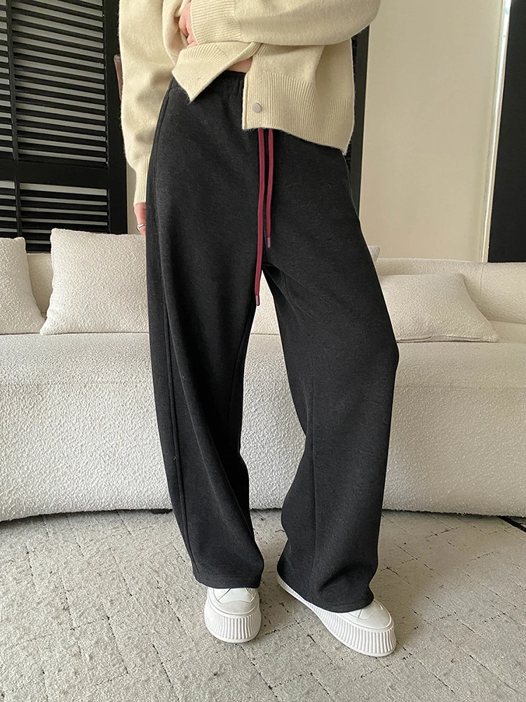 FANAN 韓国スタイルストレートパンツ女性のための弾性ハイウエストワイドレッグパンツミニマリズム女性服 2025 冬新