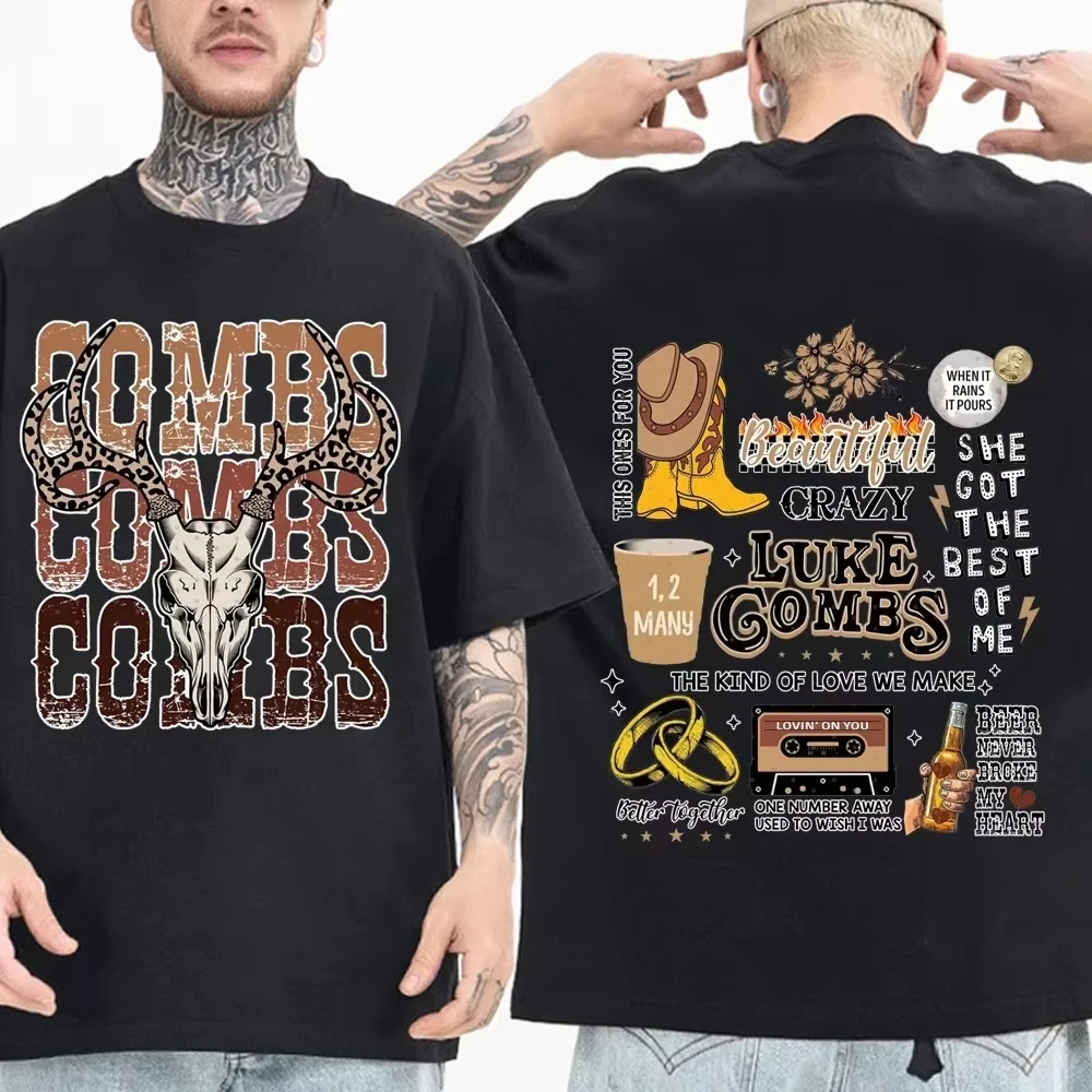 T-shirts de musique country Western Luke Combs pour homme et femme, Harajuku, col rond, manches courtes, Anime TeeFans Gift
