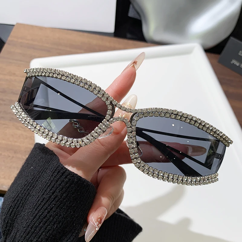 2025, Y2k, hohle neue Retro-Sonnenbrille, personalisierte Sonnenbrille, Damen-Diamant-Set, großer Rahmen, Auto-Sonnenbrille 81075-1