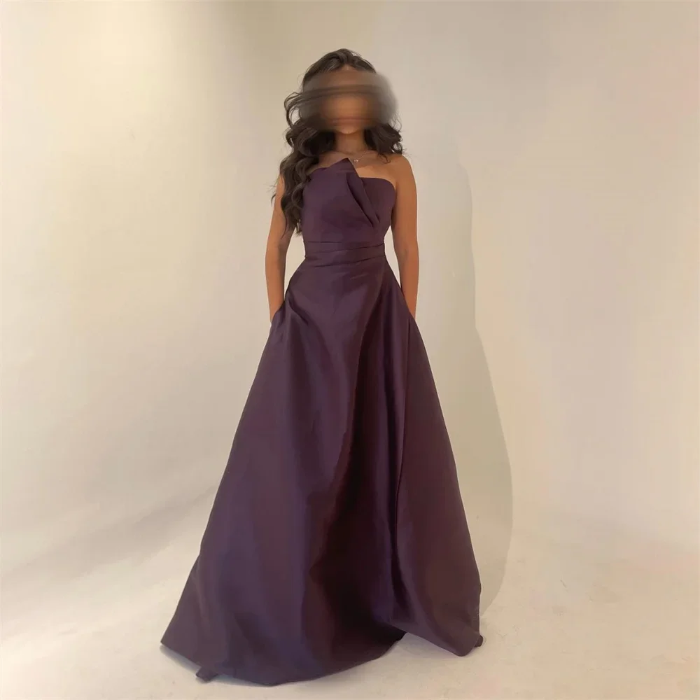 

Customized Evening Gown Formal Prom Dress Saudi Arabia Dearin Strapless A-line Floor Length Skirts Ruffle Bespoke Occasion