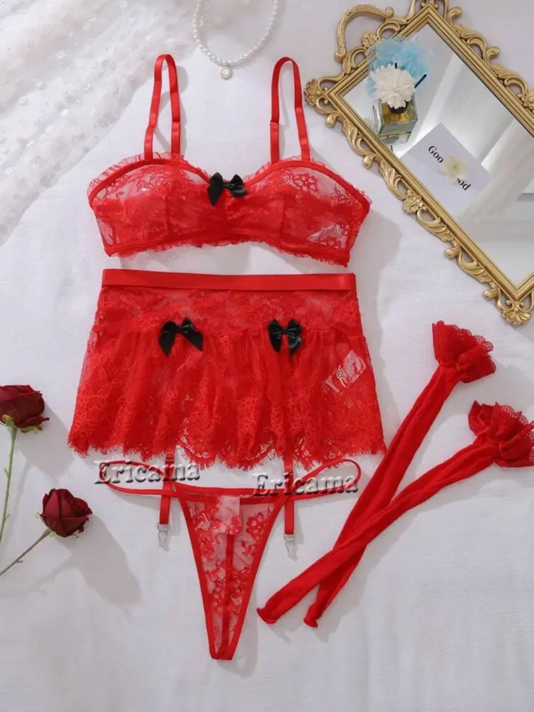 مجموعة الملابس الداخلية للنساء حمالة صدر وسراويل داخلية شبكية مثيرة - ملابس داخلية شفافة للارتداء اليومي مع ملابس نسائية حميمة مريحة