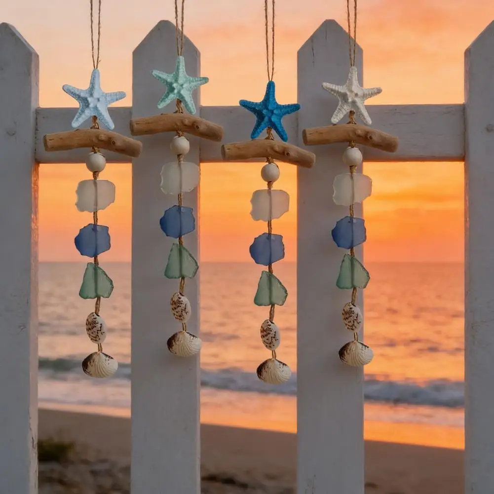 

Seaside Home Decoration,Wooden Hanging Ornaments,Handcrafted Starfish Shells,Wall Art for Living Room Bedroom Dining Room
