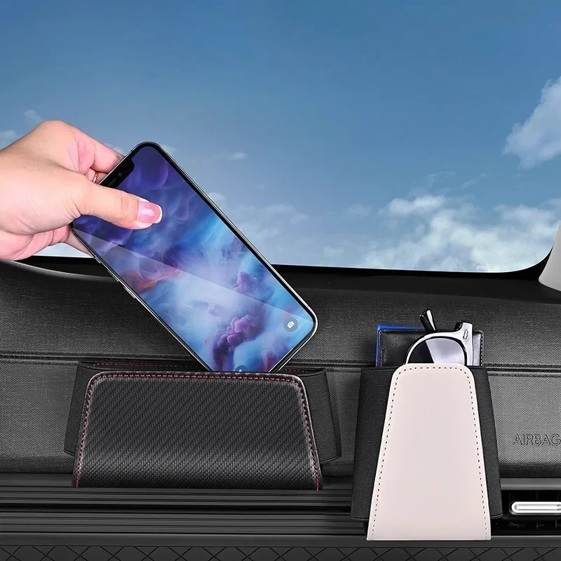 

Car Door Central Control Seat Mobile Phone Storage Box Multifunctional Storage Bag Leather Hanging Bag Interior Accessories