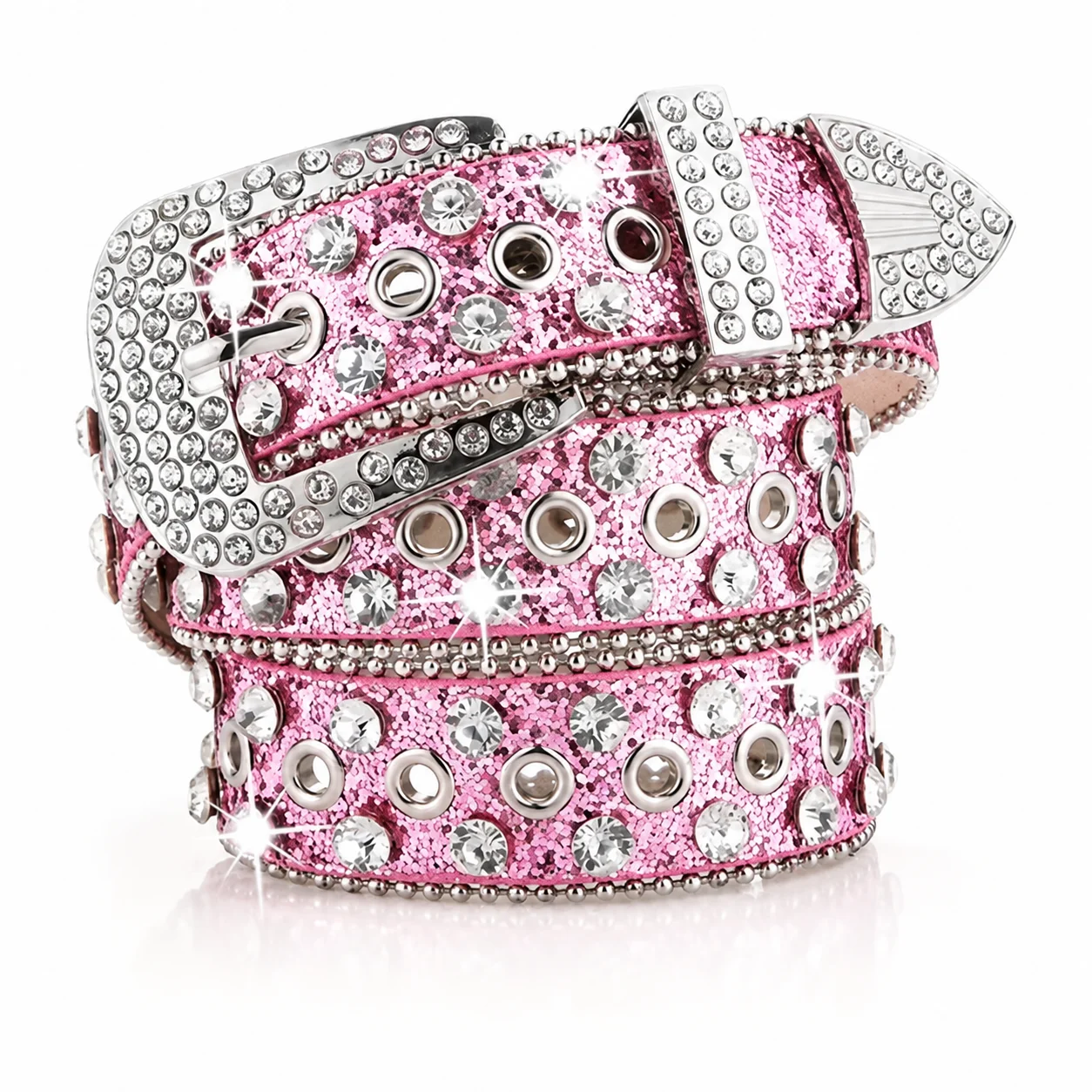 Leather Rhinestone Belt Shiny Pu Belt Full Rhinestone Belt Multiple Colors Available For Women Friend Gatherings Short Skirts