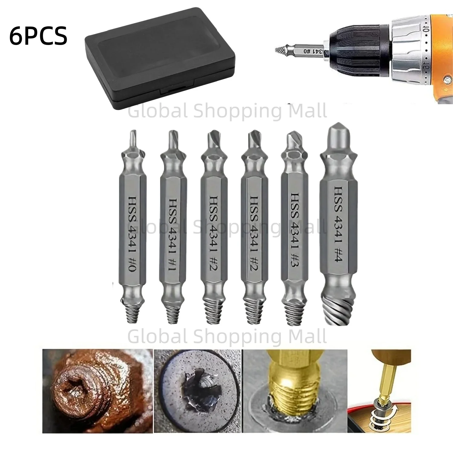 التالفة المسمار النازع مجموعة مركز مثقاب مجموعة أدوات النجارة كسر الترباس النازع البراغي مسامير مزيل النازع #1