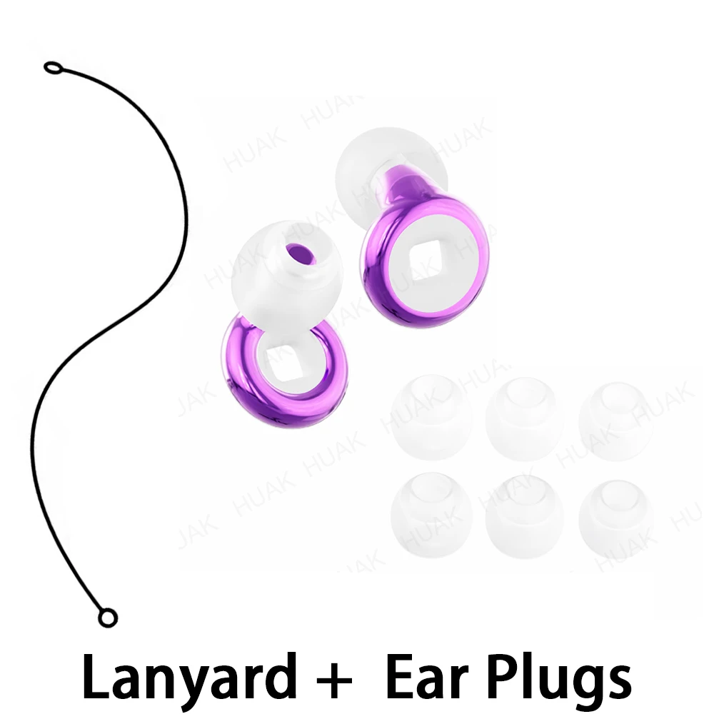 Noise Cancelling Reusable Ear Plugs with Lanyard Quiet Hearing Protection for Work Rest Study Swim Motorcycle Outdoor Activities