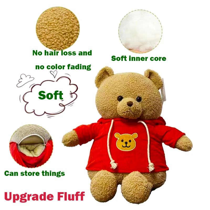 30/40cm Plush Bear Hidden Safes Storage Safe Compartment Sight Secret Stash Box Creative Gift for Money Jewelry Kids Doll Bear