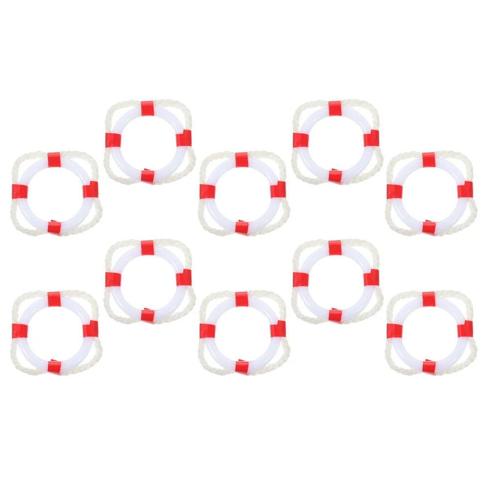 

10 Pcs Mini Life Buoy Swim Ring Plaything Props Plastic Miniature House Decors