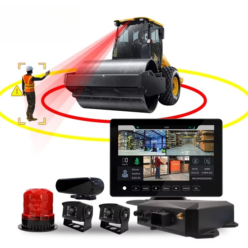 

AI-Based ADAS for Loader Forklift Reverse Pedestrian Proximity Warning System Blind Spot Detection Collision Split Screen