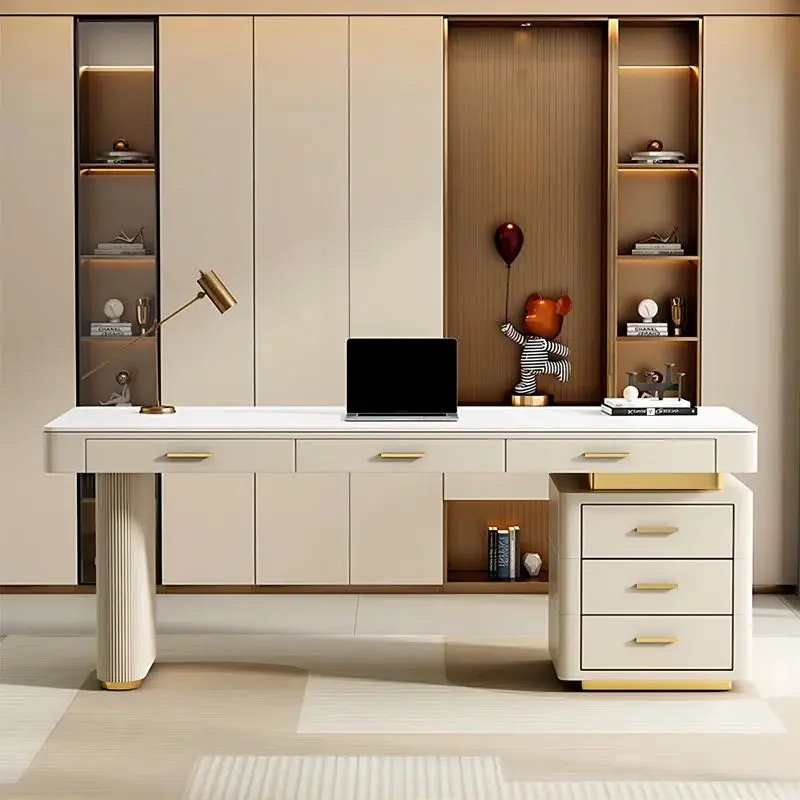 

High-end modern cream style rock board desk simple luxury