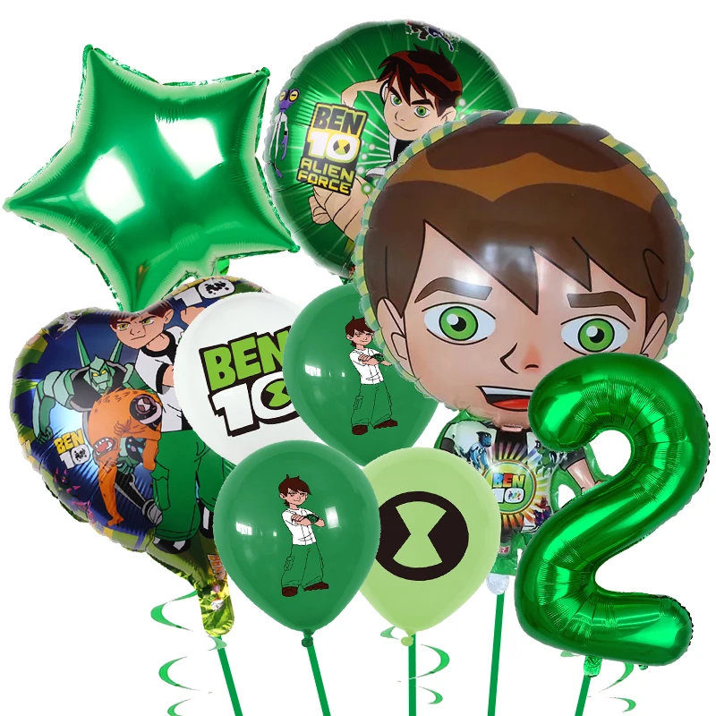 Ben Boy Balloons Cartoon Movie BEN10 Green Foil Balloons Happy Birthday Party Decorations Supplies Game Kids Favors Globlos