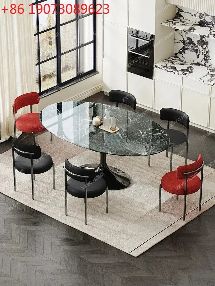 Modern Light Luxury High-End Prada Green Marble Dining-