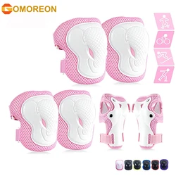 GOMOREON-Conjunto de Engrenagens Protetoras para Crianças, Joelheiras e Cotoveleiras, Guarda de Pulso, Protetor para Scooter, Skate, Bicicleta, Juventude