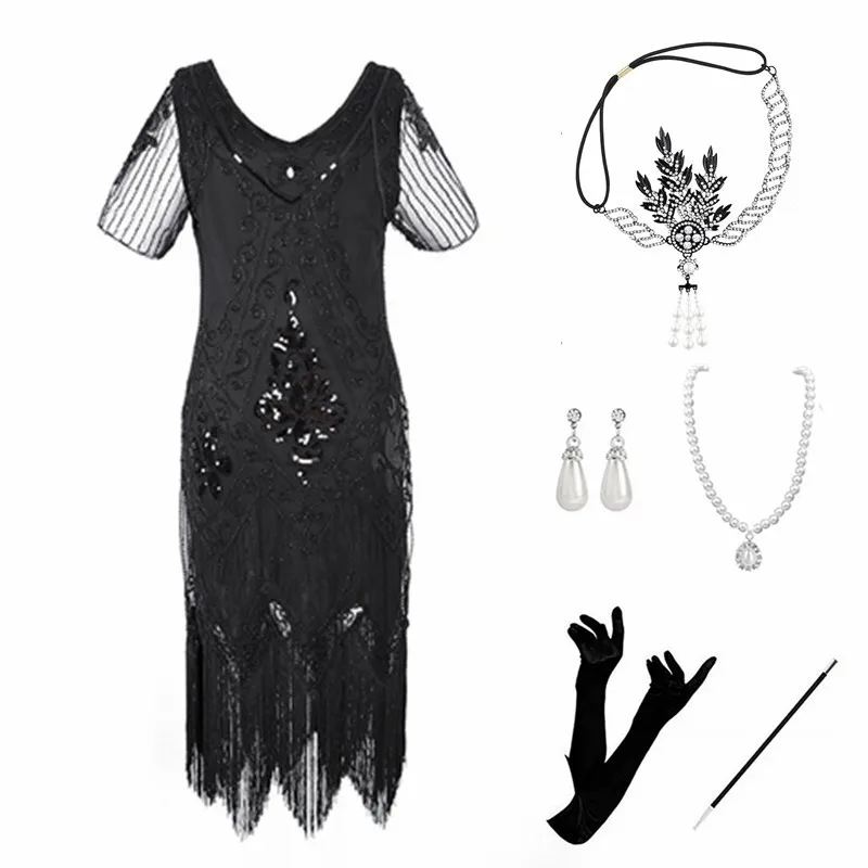 

Сексуальное винтажное платье в стиле Гэтсби 1920-х годов с пайетками и бахромой для женских вечеринок и балов