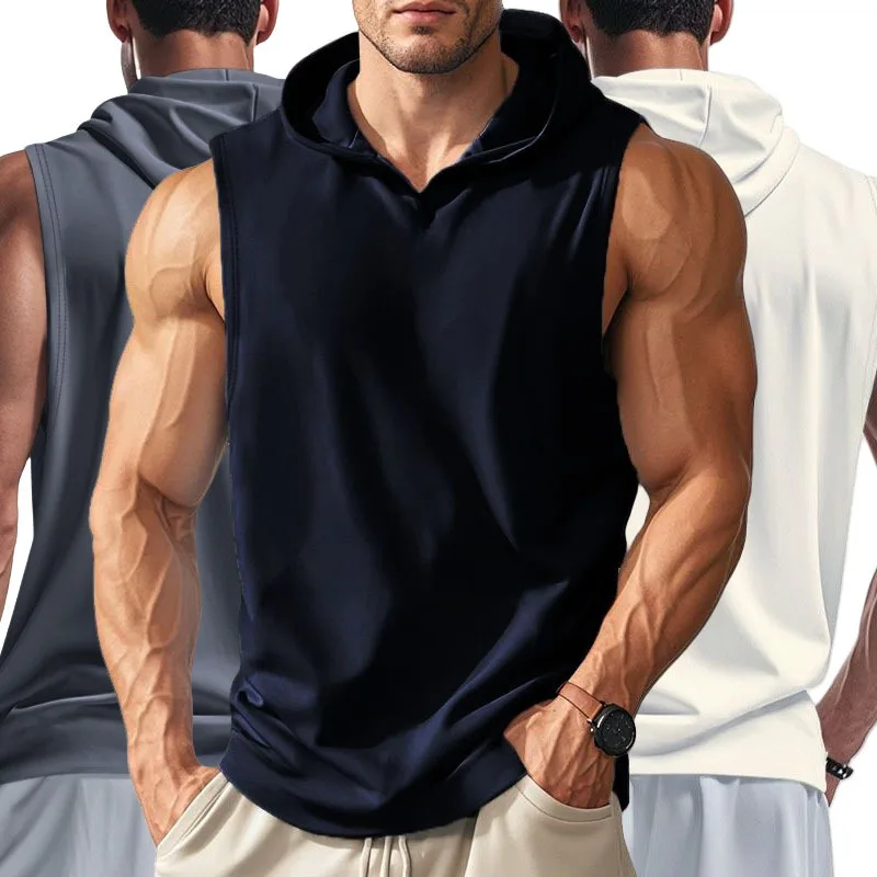 Gym Solid Color 2026 Brand New Men's Tank Tops Vest Sleeveless Tees for Male Hooded Man Vests Tops Hip Hop Men Tank Top T Shirt