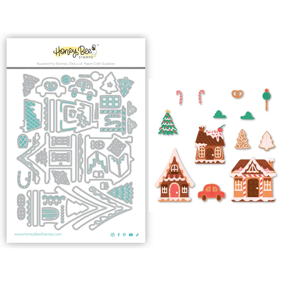 HonB Alice's Gingerbread Lane Christmas Cutting Dies for New 2024 Scrapbooking Paper Making Frame Craft Card no Stamps