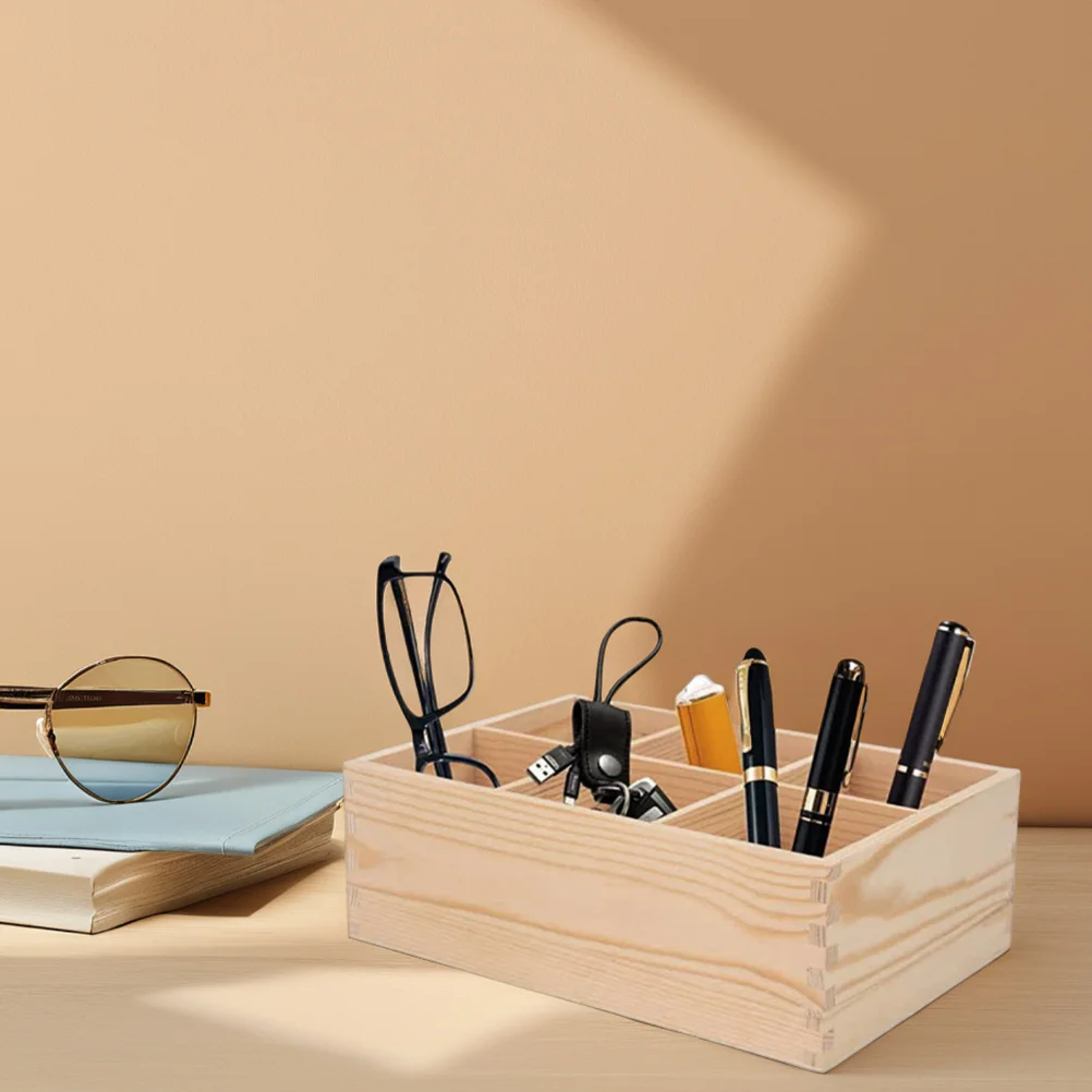 

2pcs Wooden Desk Organizer 6 Compartment Pencil Holder For Markers Pens Makeup Brushes School Office Home Stationery Storage Box