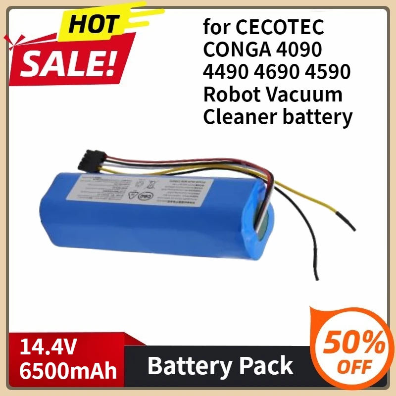 

New Li-ion Battery for CECOTEC CONGA 4090 4490 4690 4590 Robot Vacuum Cleaner 14.4V 18650 4S2P 6500mAh Battery Packs