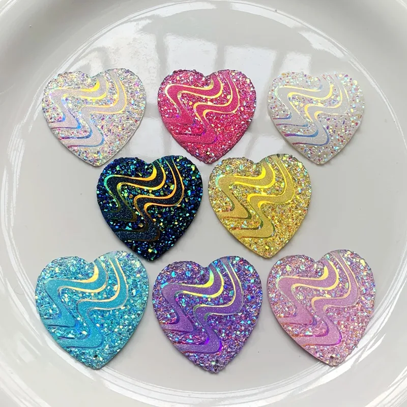 Beads Work Heart Shape Native Resin Cabochon 10pcs/lot 33mm Earrings craft Beadwork Braclet Jewelry Design 2holes -R17