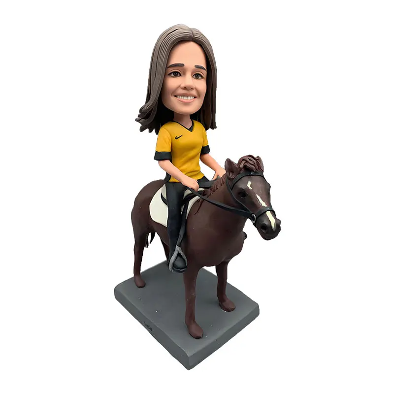 Personalized Bobblehead Figurine of Riding Horse, Custom Statue Sculpture for Horse Rider Enthusiasts, Best Gifts for Birthday