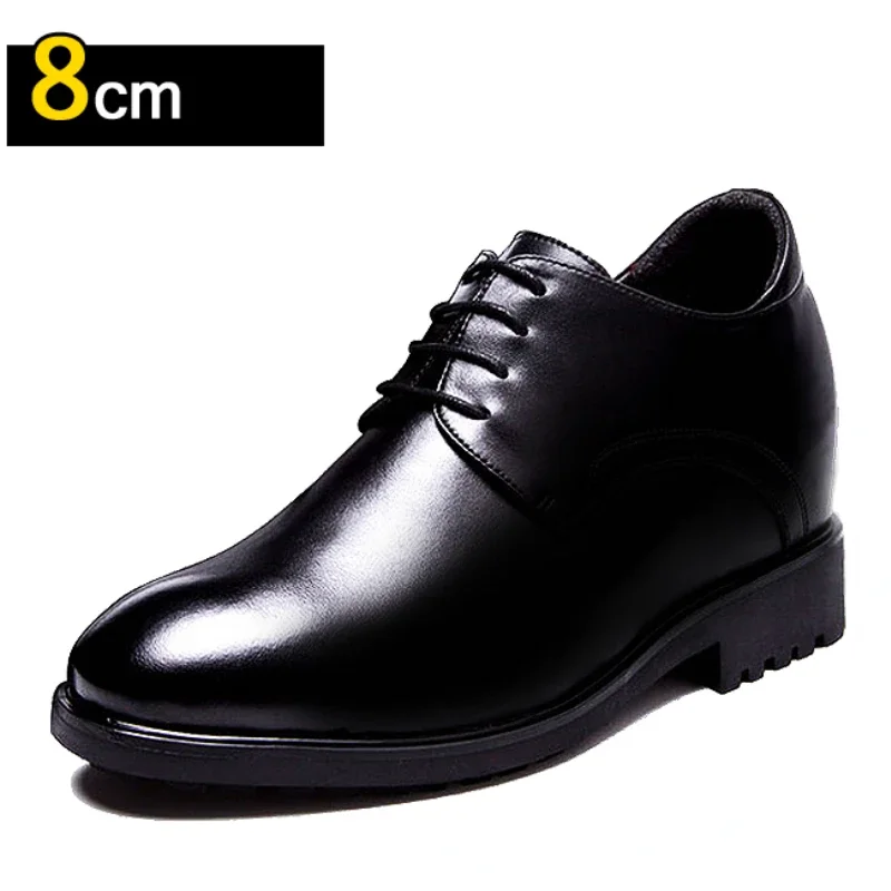 Invisible Increasing Leather Shoes for Men's Business Elevator Derby Shoes 8cm Increase 10cm Gentleman Wedding Men's Dress Shoes