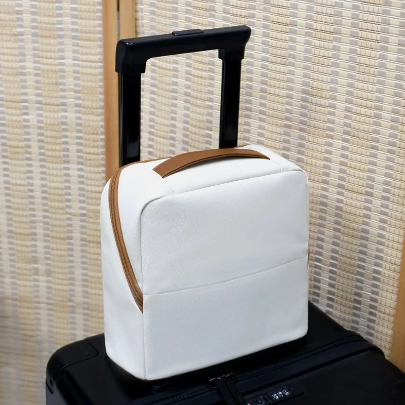 New Leopard Print Wide Opening Stand-Up Cosmetic Bag with Handle Fits on Suitcase Multifunctional Portable Makeup Storage Case