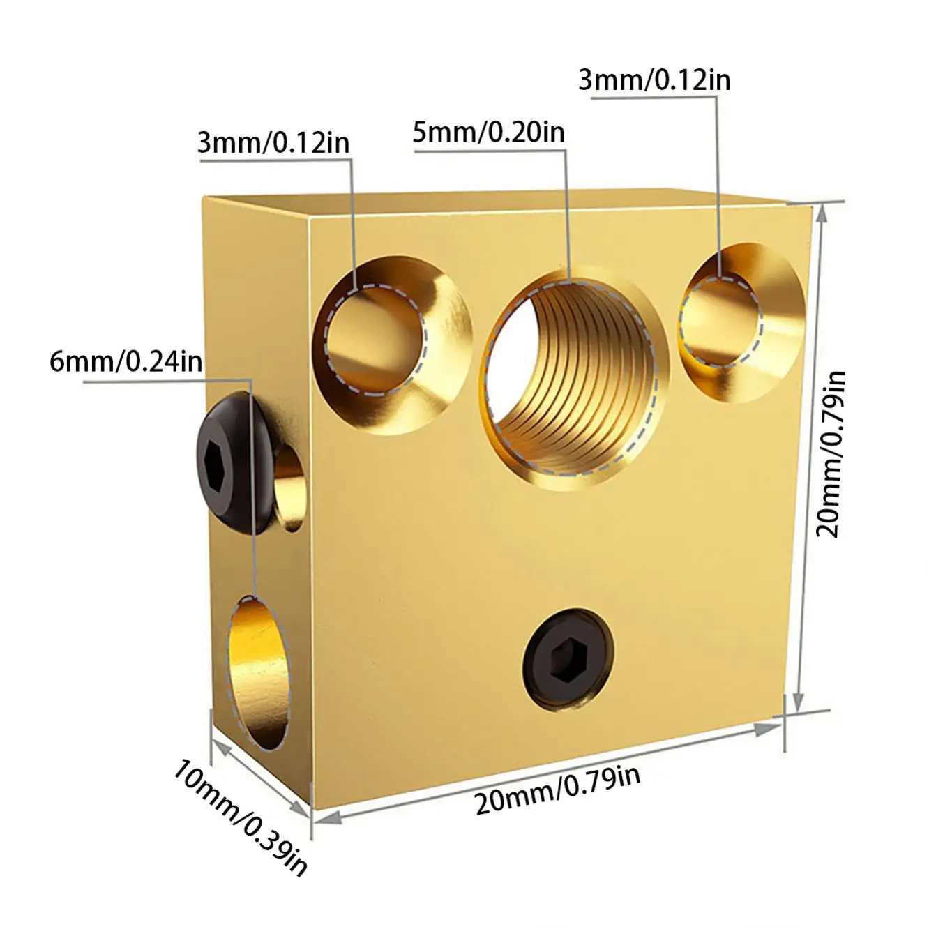 Updated High Temperature Brass  MK8 Extruder Heat-Block Fit for Creality Ender 3 5 Serial / CR10 S4 S5 / 3D Printer