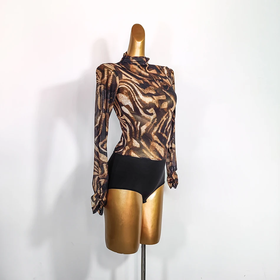 Robe de danse latine à manches longues, body Sexy, jupes noires, ensemble Cha Cha Samba Rumba, vêtements de danse pour spectacle sur scène