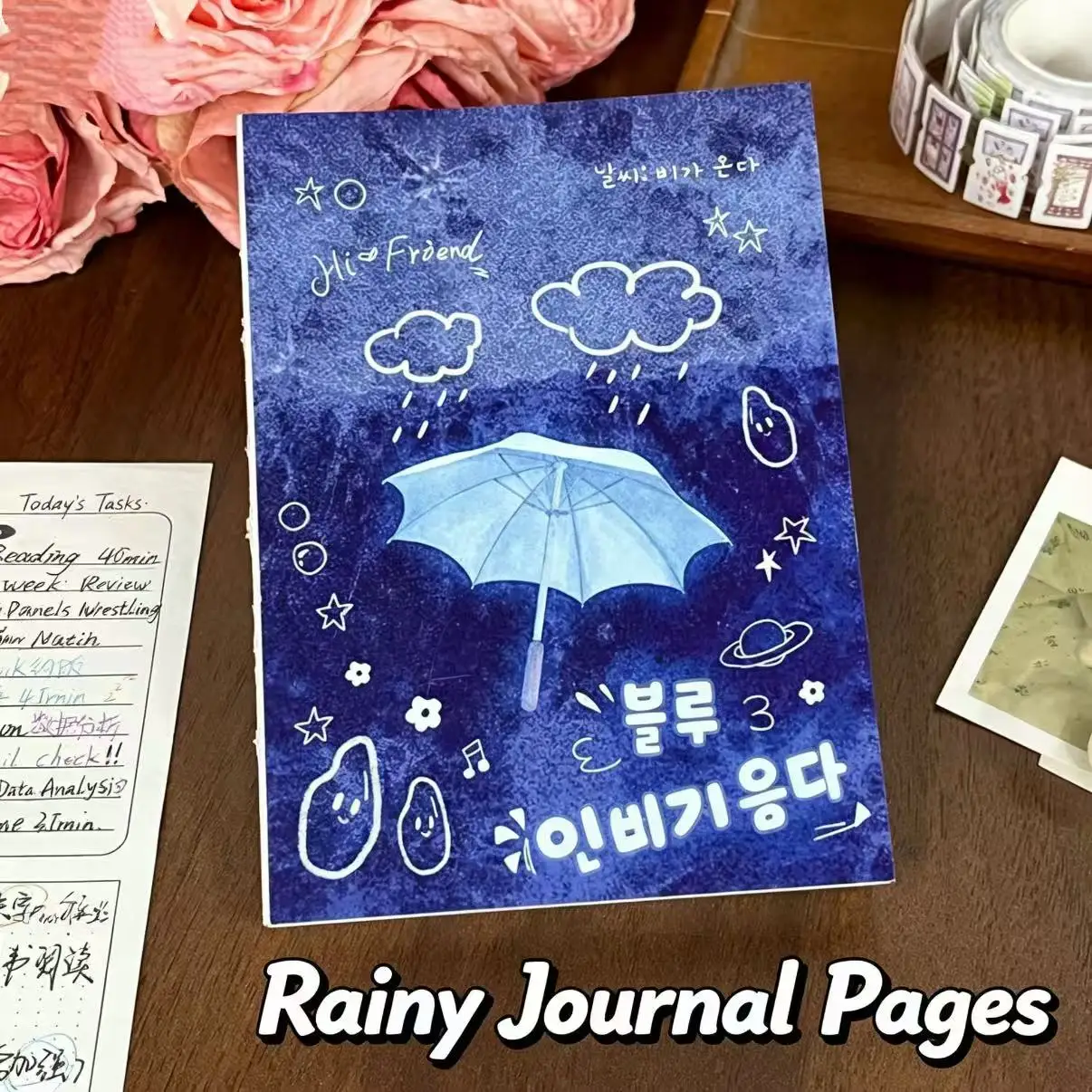 Korean Rainy Season Hand Ledger Notebook Ins High-looking and Cute Ancient Style Colorful Inner Page Notebook Hand Ledger Book