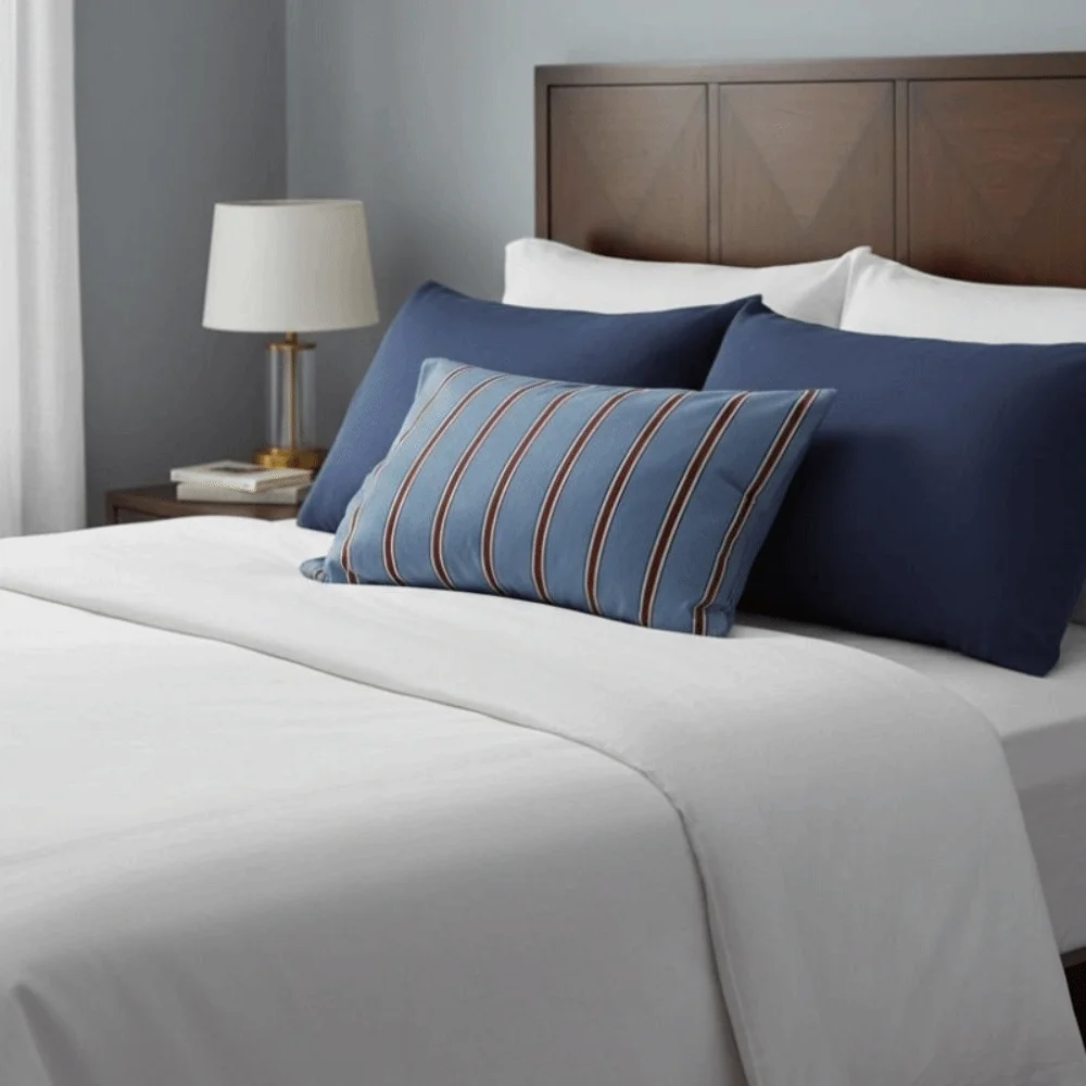 Cotton Stripe Pattern Single Pillowcase Rectangle Washable Student Pillowcase Skin-friendly Envelope Opening Design