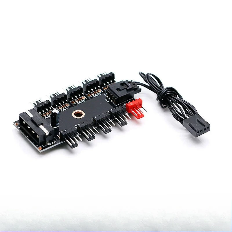 10 Port PWM Fan Hub 12V 4Pin Single Capacitor Cooling Fan Controller SATA Molex Splitter Adapter For Desktop PC Mining Chassis