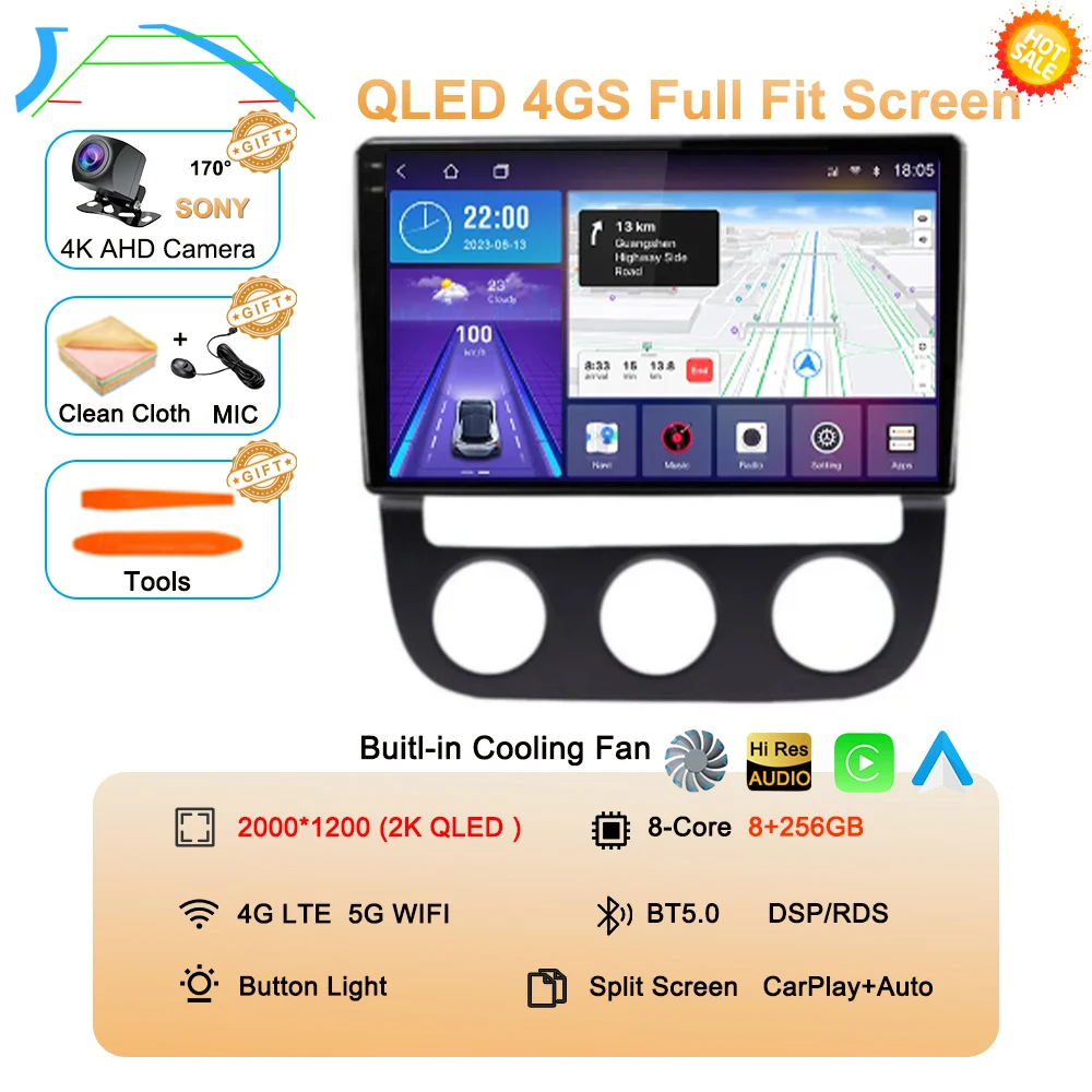 Android 16 Carplay Auto voor Volkswagen Jetta 5 2005 2006 2007 2008 2009 2010 autoradio GPS multimediaspeler 4G head unit stereo