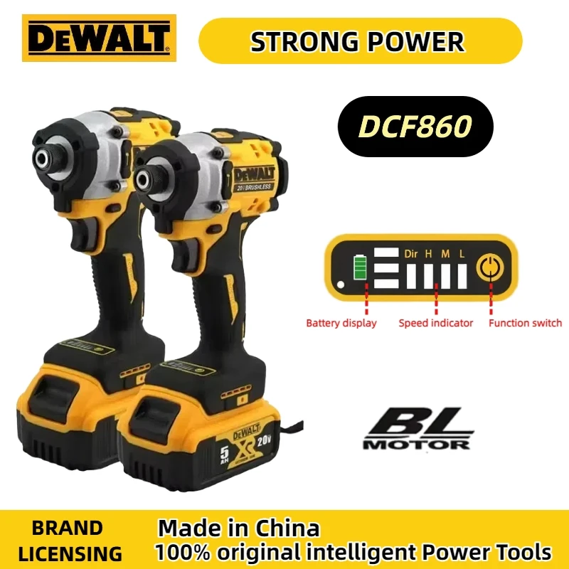 Dewalt DCF860 Бесщеточная электрическая дрель-отвертка Аккумуляторная компактная дрель-шуруповерт Перезаряжаемые обновленные дрели Электроинструменты