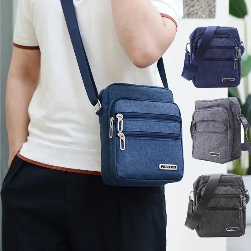 Men\'s Satchel Fashion Oxford Cloth Shoulder Bag Men\'s Casual Diagonal Crossover Fashion Hand Machine Small Square Bag