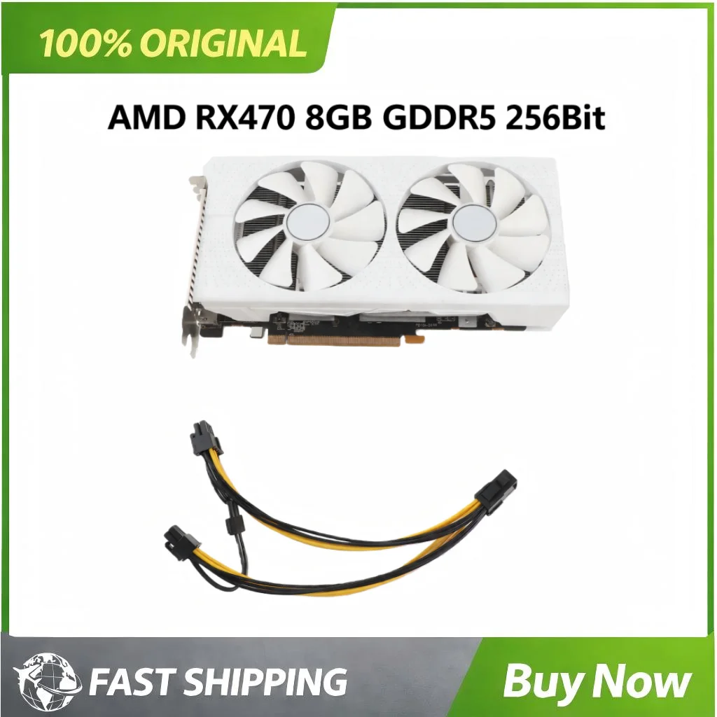 AMD RX470 8GB GDDR5 256Bit Gaming Graphics Card HDMI Graphics Card PC Gamer Entertainment Office Computer Hardware Upgrade Parts