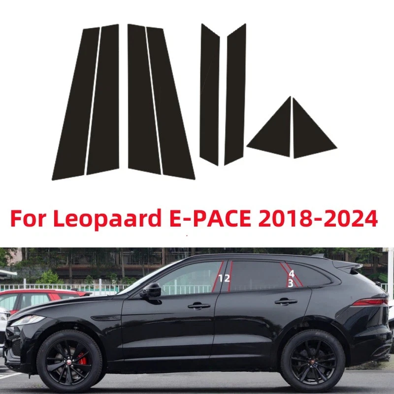 

For Jaguar F-PACE/E-PACE 2016-2025 8PCS Window Trim Covers Center Film Column B C Pillar Posts Sticker Car Accessories