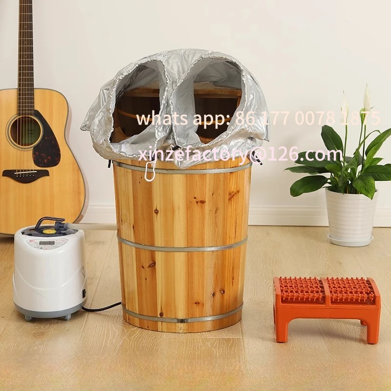 Customizable Herbal Foot Spa Barrel - Extra Tall Solid Wood Steam Bath Tub Knee Soaking for Home Relaxation
