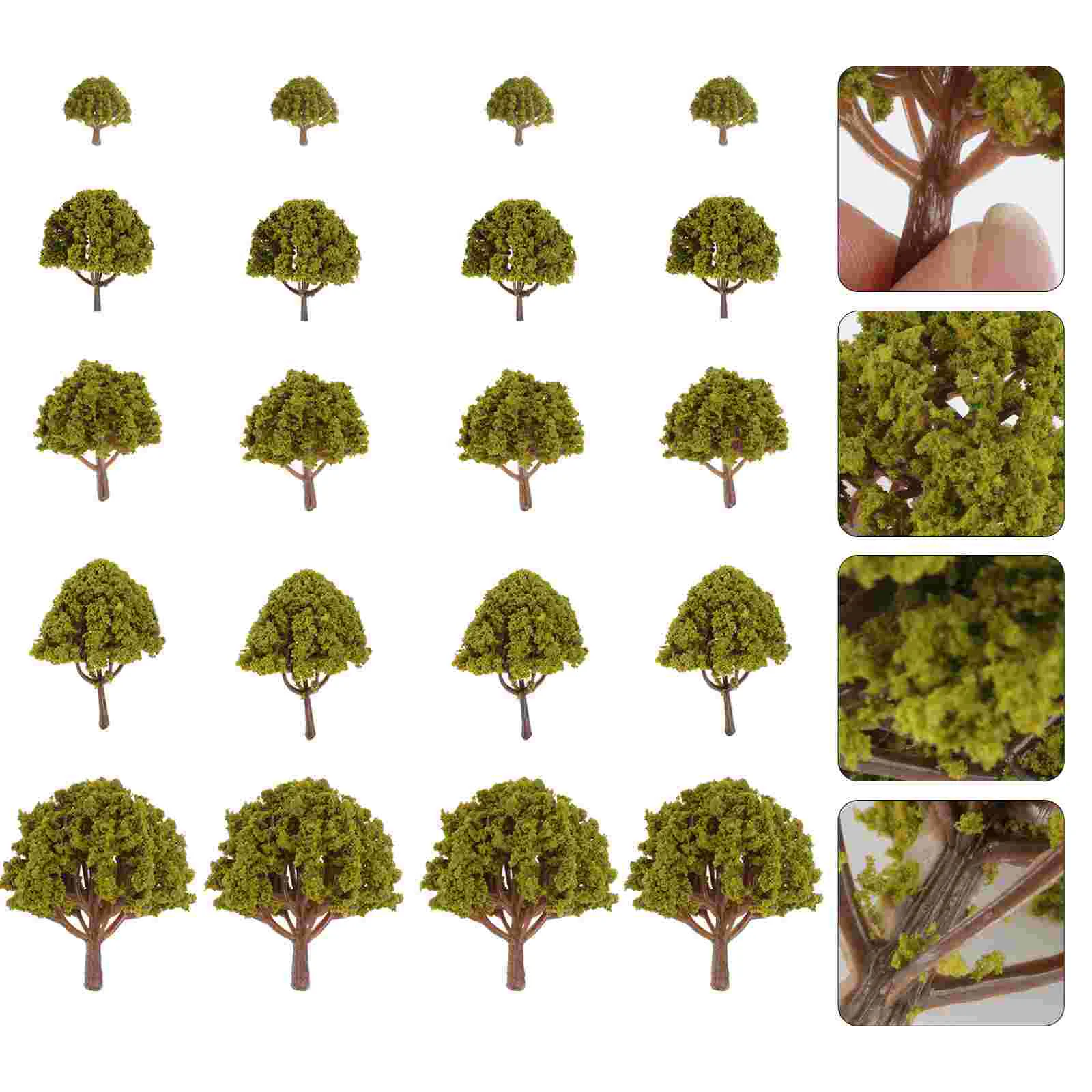 

20pcs Model Scenery Landscape Trees Yellow Scenery Layout Props 3CM-8CM (Green) Yellow Scenery Layout Landscape Trees