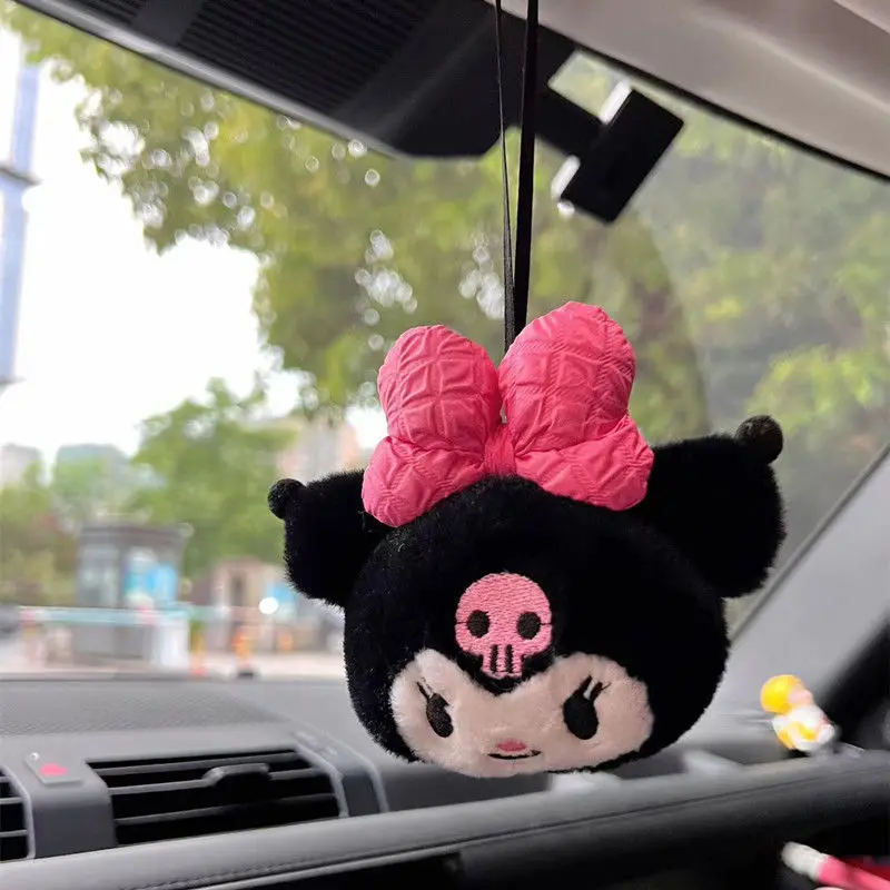 Anime Cartoon Kuromi Car Seat Belt Cover Cute Plush Doll Auto Rearview Mirror Pendant Shoulder Protector Decoration Accessories