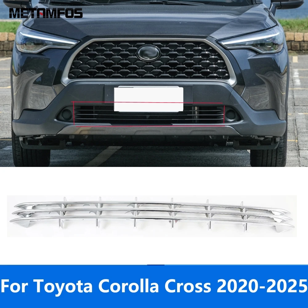 

Exterior Accessories For Toyota Corolla Cross 2020-2022 2023 2024 2025 Chrome Car Front Bumper Grille Racing Grill Cover Trim