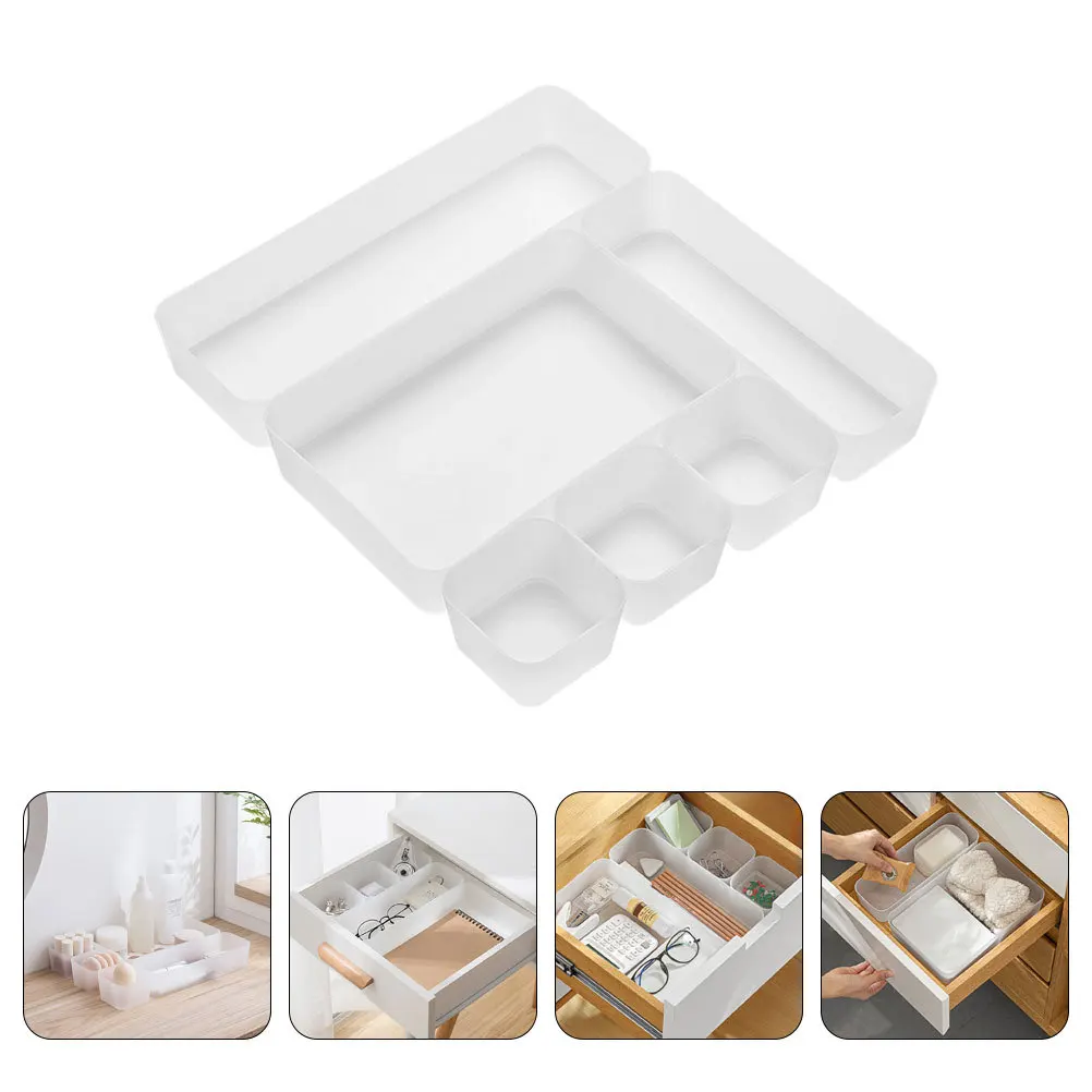 

6Pcs Drawer Storage Boxes Premium PP Desktop Organizer Sundries Storage Multipurpose Home Office Kitchen