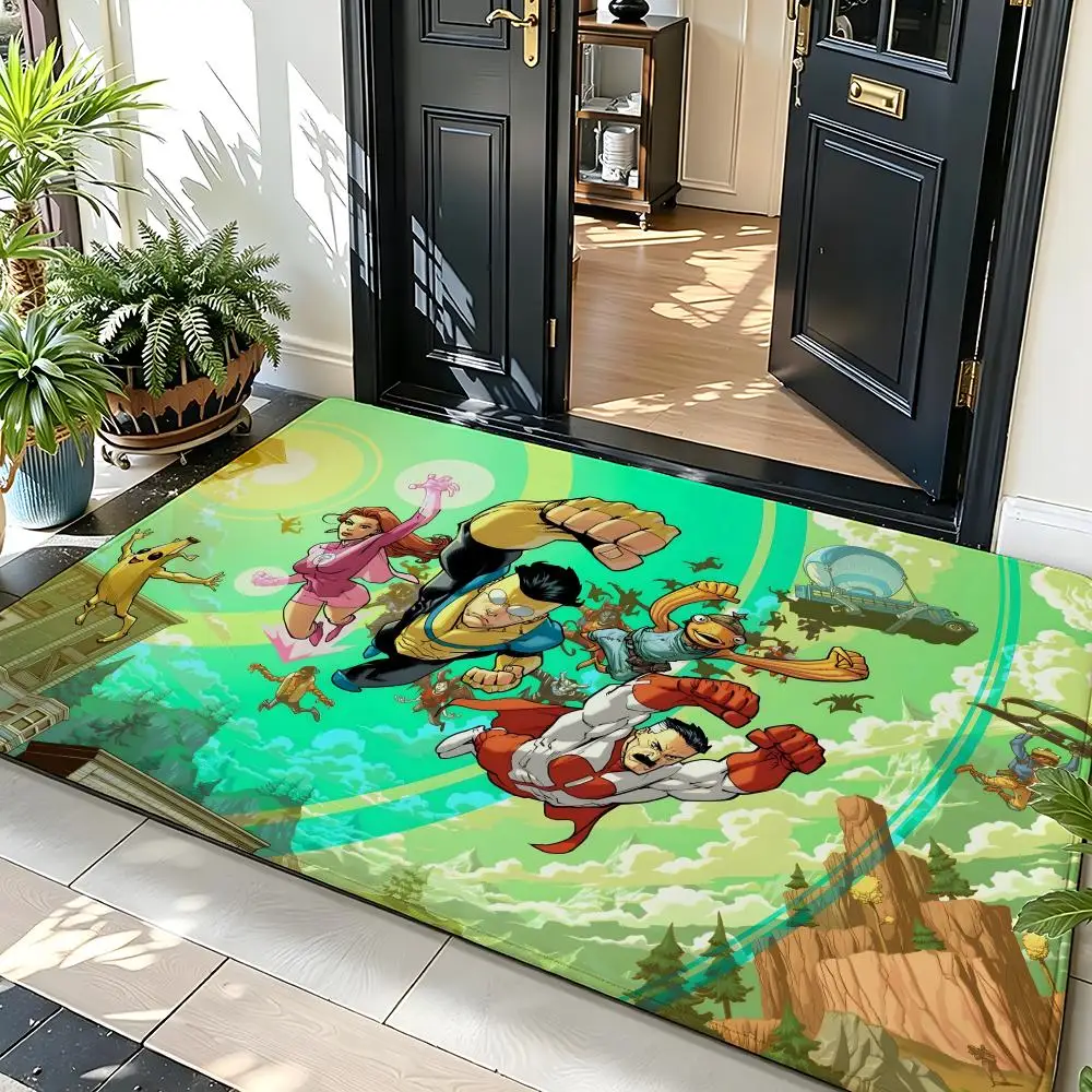 Animation I-Invincible H-Hero Floor Mat Soft Flannel Floor Mat  Suitable for Entryways, Living Rooms, Bedrooms, and Bathrooms