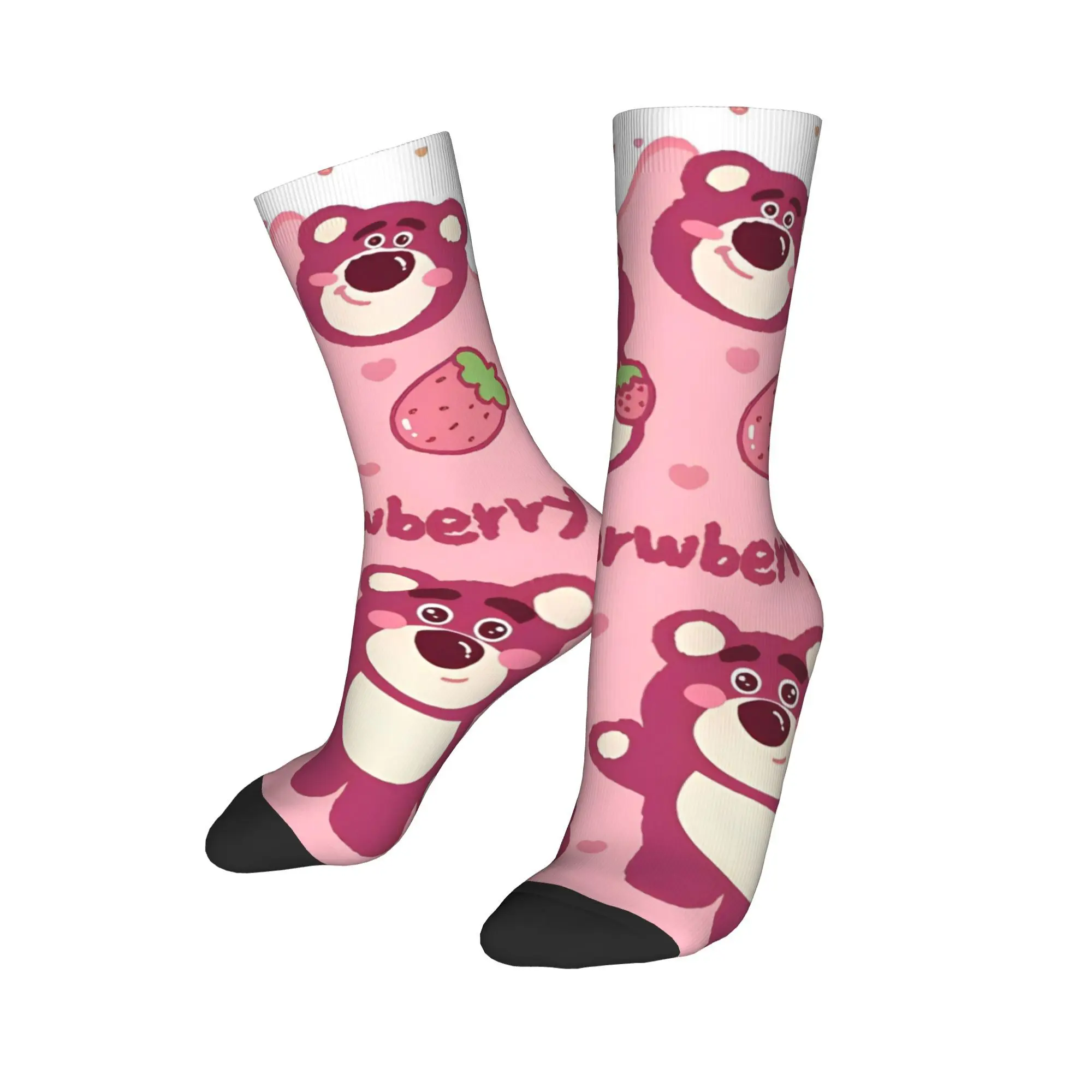 Autumn Winter Funny Unisex Lotso Strawberry Bear Toy Story Socks Lots-o'-Huggin' Bear Non-slip Soccer Socks