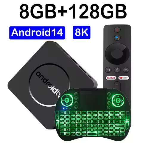 ATV Android 14 TV Box 8GB 128GB Bluetooth 5.4 Streaming Media Player Allwinner H313 AV1 8K Video 4k Very Fast Smart TV Box Q10