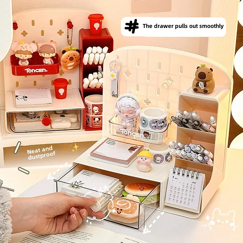 Desktop Perforated Board Drawer Storage Box Storage Rack Desk Student Stationery Pen Holder Organizer Box Office Accessories