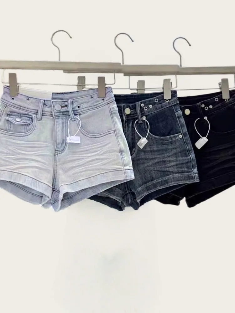 Fashionable Comfortable Slim Fit Denim Shorts High Waist Elastic A-Line Hot Pants New Arrival Trendy Girls Short Skirts